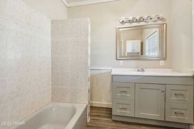 bathroom featuring hardwood / wood-style floors and vanity