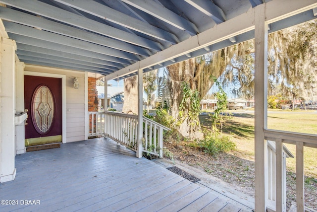 deck with covered porch