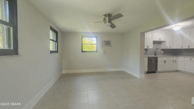 779 Aspen Dr, South Daytona, FL 32119 - unfurnished living room with baseboards, a ceiling fan, and light tile patterned floors