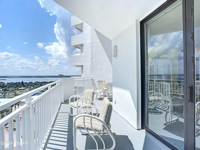 balcony with a water view