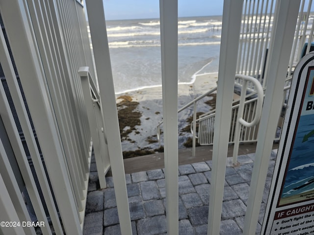 doorway featuring a water view