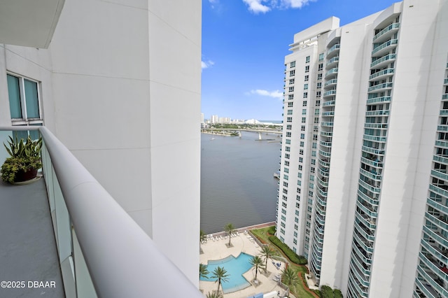 241 Riverside Dr Unit 1909, Holly Hill, FL 32117 - balcony featuring a water view, view of pool area, and a city view