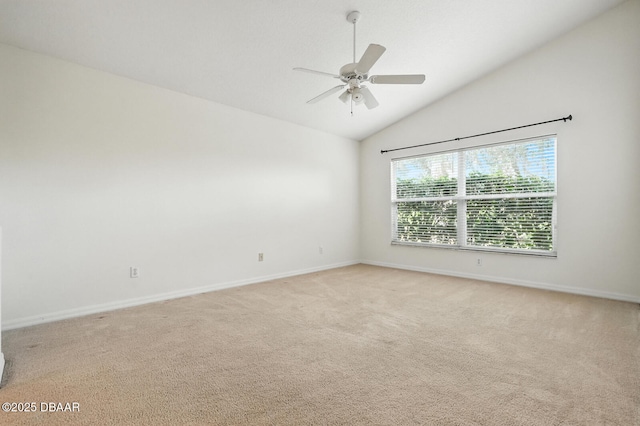 918 Brookridge Ln, Ormond Beach, FL 32174 - spare room with light colored carpet, a ceiling fan, and high vaulted ceiling