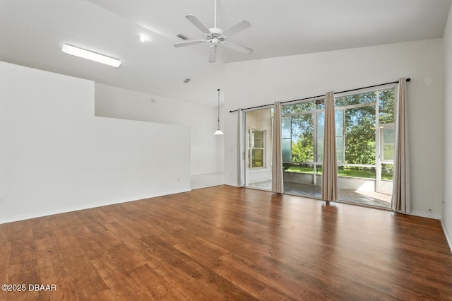 918 Brookridge Ln, Ormond Beach, FL 32174 - spare room with wood finished floors, a ceiling fan, and high vaulted ceiling