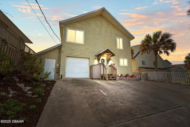 view of property with a garage