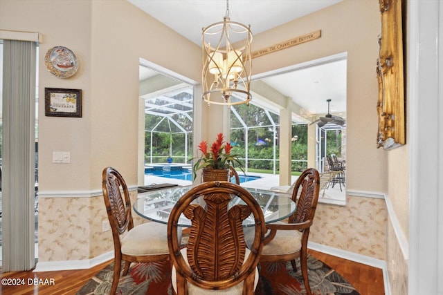 dining area featuring hardwood / wood-style flooring