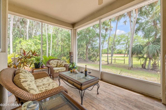 2710 Quiet Ln, Cocoa, FL 32926 - sunroom / solarium with a ceiling fan and an outdoor living space