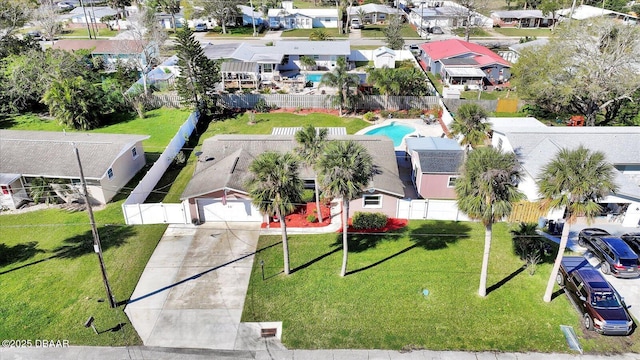 drone / aerial view with a residential view