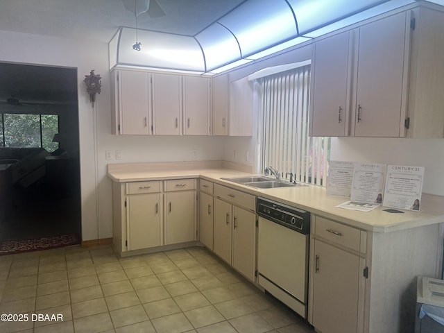112 Underbrush Trl, Port Orange, FL 32128 - kitchen featuring dishwasher, light countertops, white cabinets, and light tile patterned floors