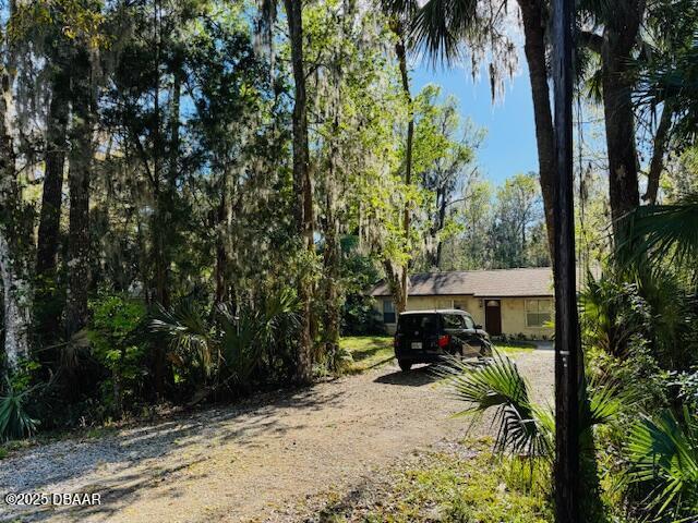 exterior space with dirt driveway