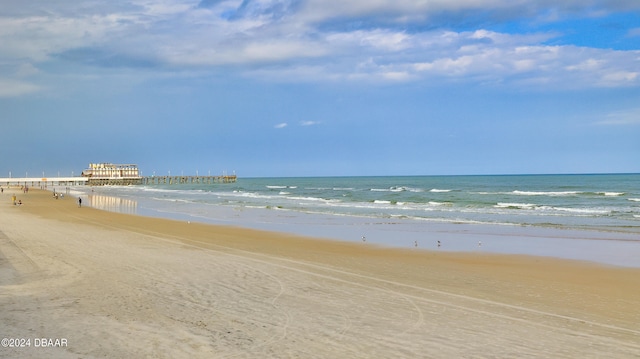 property view of water featuring a view of the beach