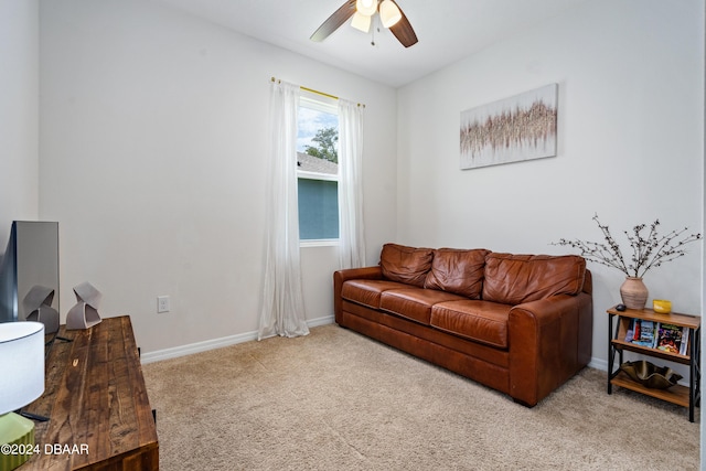 1743 Red Rock Rd, New Smyrna Beach, FL 32168 - carpeted living area featuring ceiling fan and baseboards
