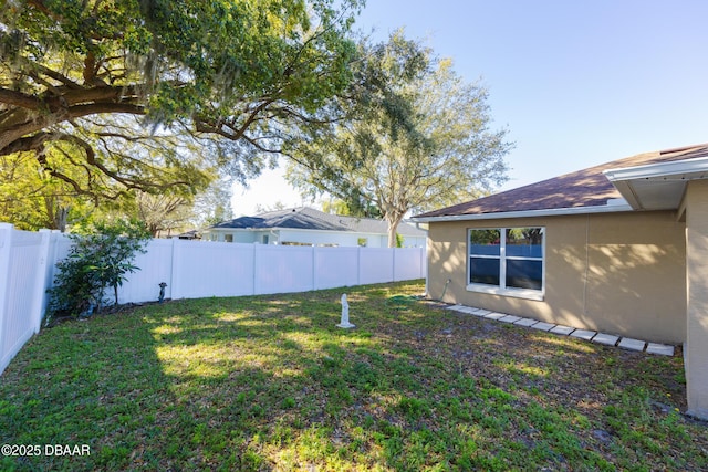 view of yard featuring a fenced backyard