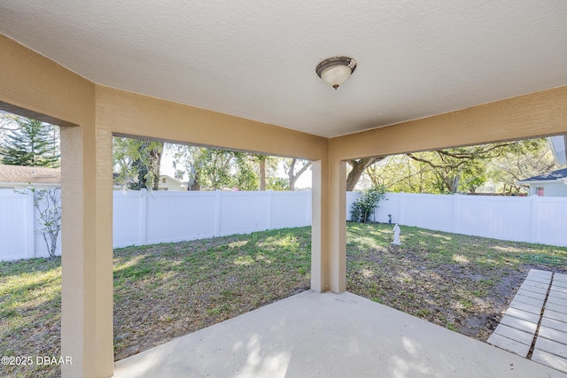 view of patio featuring a fenced backyard