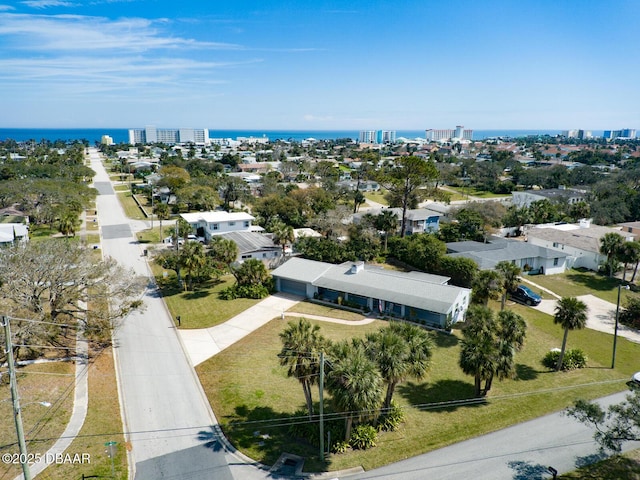 bird's eye view with a view of city and a water view