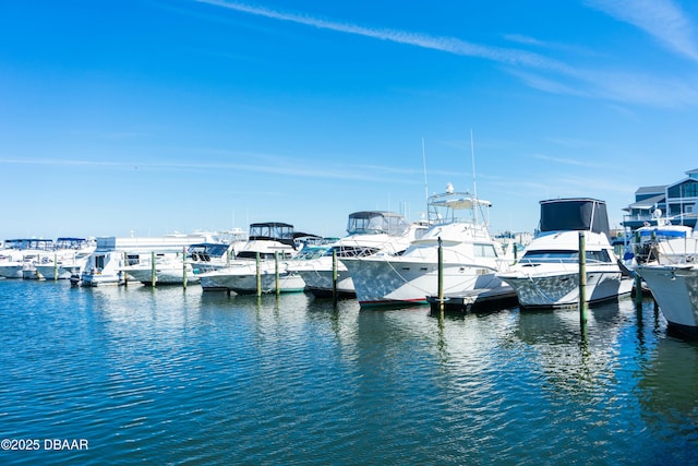 view of dock featuring a water view