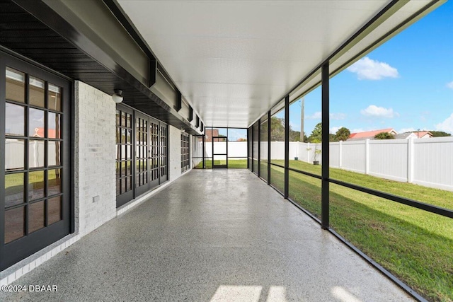 view of unfurnished sunroom