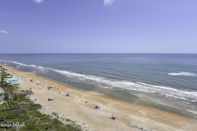 property view of water featuring a view of the beach