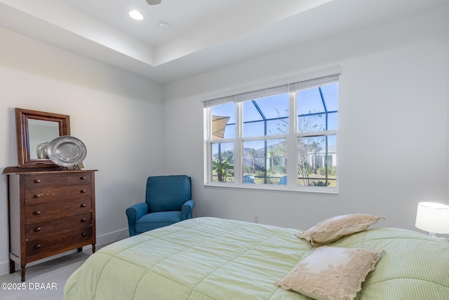 bedroom with light tile patterned flooring