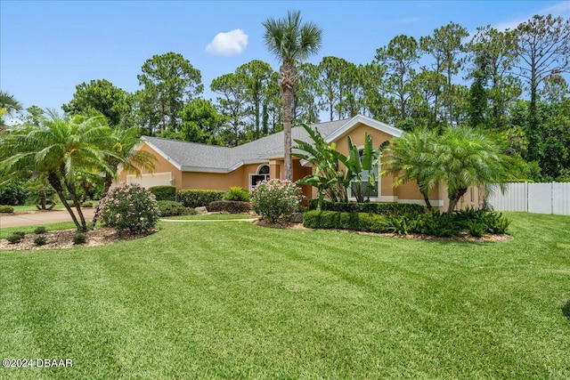 ranch-style house featuring a front yard