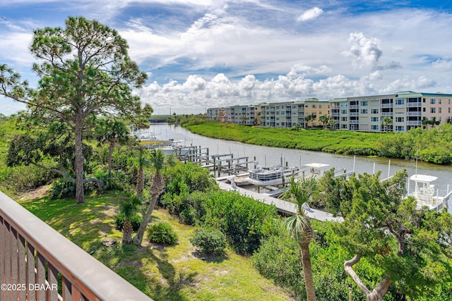 view of water feature featuring a boat dock