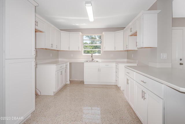 284 Military Blvd, Ormond Beach, FL 32174 - kitchen featuring a sink, dark aggregate flooring, and white cabinets