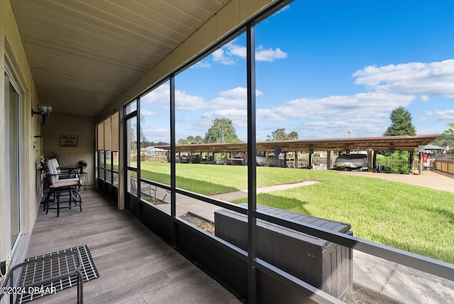 view of unfurnished sunroom