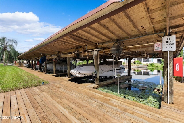 dock area featuring a water view