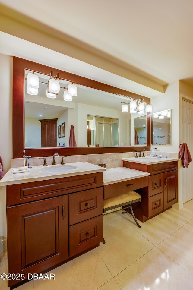 bathroom featuring tile patterned floors and vanity