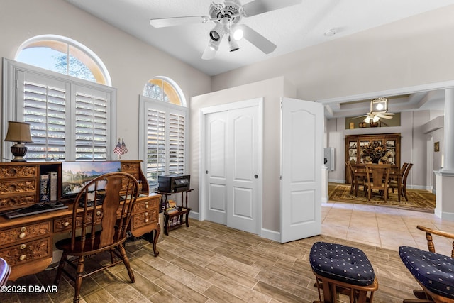 4 Arika At Lionspaw, Daytona Beach, FL 32124 - office area featuring a ceiling fan and light wood-style floors