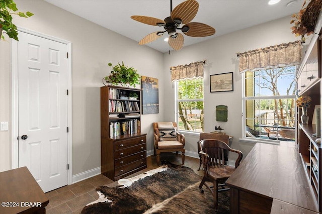 office featuring ceiling fan