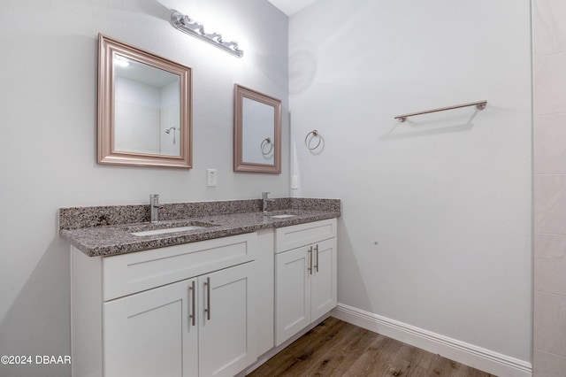 bathroom featuring wood-type flooring and vanity