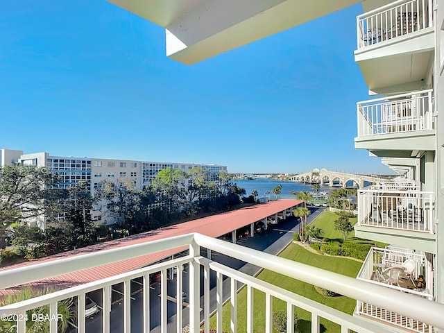 balcony with a water view