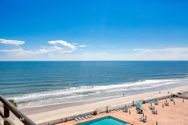 view of water feature featuring a beach view