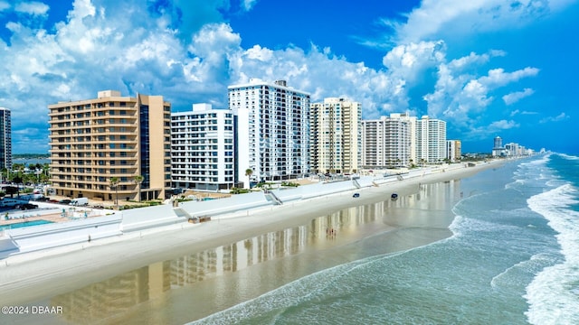 property view of water with a beach view