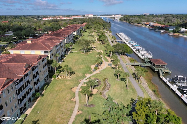 bird's eye view featuring a water view