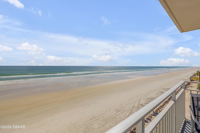 view of water feature featuring a beach view