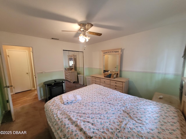 3557 Forest Branch Dr Unit B, Port Orange, FL 32129 - bedroom featuring a closet, carpet floors, and a ceiling fan