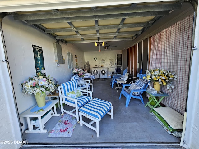 view of patio / terrace with independent washer and dryer