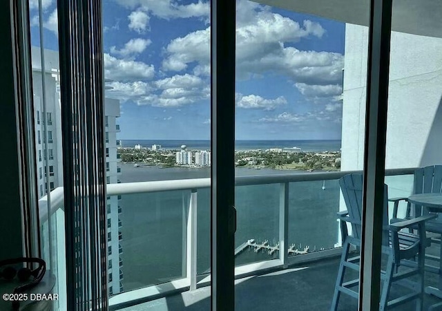 balcony with a water view