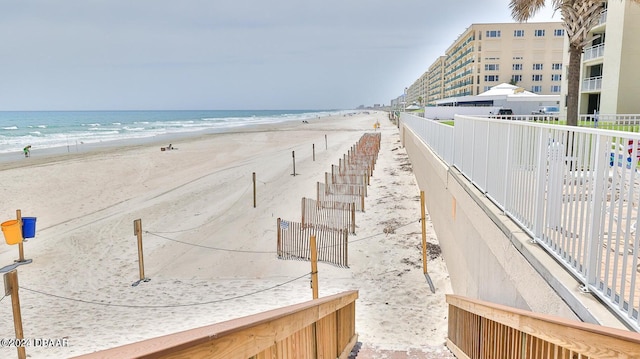 property view of water featuring a view of the beach