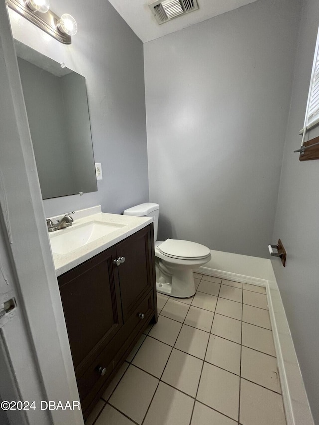 506 Cambridge Cir S, Daytona, FL 32119 - half bathroom featuring tile patterned flooring and vanity