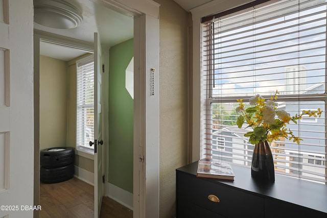 interior space with hardwood / wood-style floors