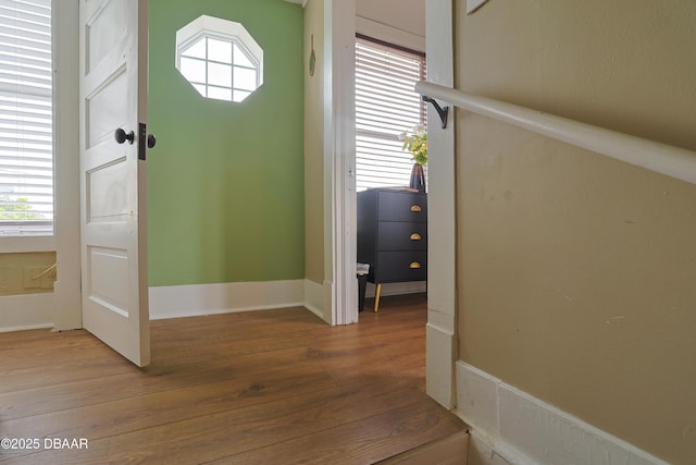 entryway featuring plenty of natural light and hardwood / wood-style floors