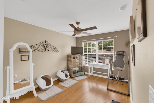 1767 Travertine Ter, Sanford, FL 32771 - exercise area featuring ceiling fan, hardwood / wood-style flooring, and baseboards