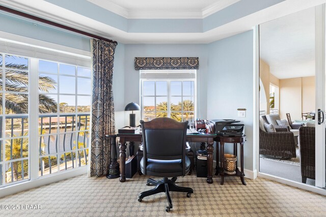 interior space with light tile patterned floors, crown molding, and an inviting chandelier