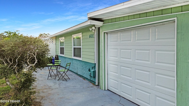 view of garage