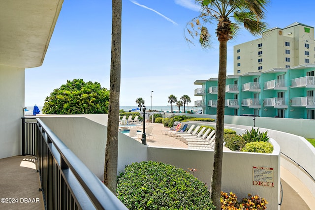 balcony with a water view