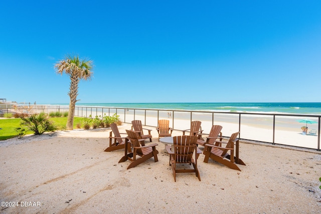 property view of water with a beach view