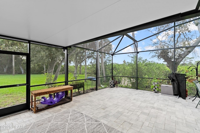 view of unfurnished sunroom